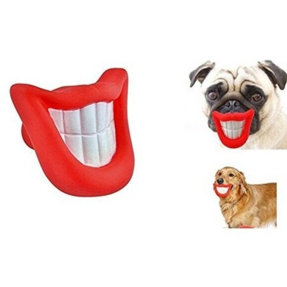 Say Cheese Smiley Mouth Squeaky Dog Toy - Picture 3 of 3